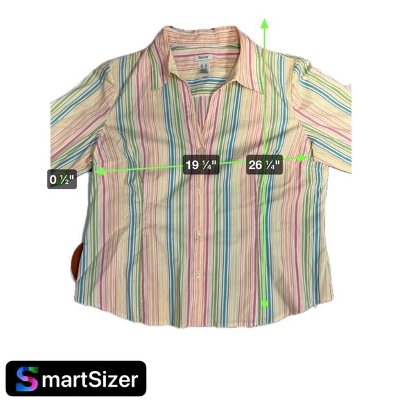 Liz & Co. Women's XL Multi Color 3/4 Sleeve Striped Button Up Shirt - Picture 6 of 7
